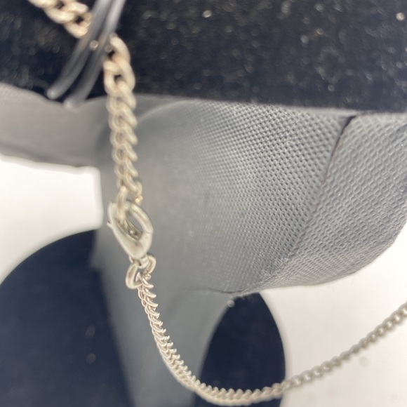 Silvertone Crystal Octagon Pendant necklace 11” - Picture 5 of 6